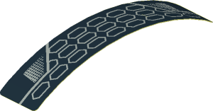 Sticker  0.8 x  4.1 with Light Grey Hexagons on Black Background (Formed)