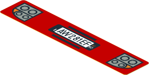 Sticker  0.8 x  4.1 with Headlamps and "AW281EF" Licence Plate on Red Background