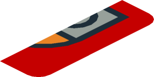 ~Sticker  0.8 x  4.1 with Headlamps and "AW281EF" Licence Plate on Red Background - Upper Left/Right Section  5