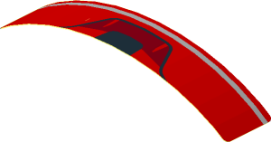 Sticker  0.8 x  4.1 with Black Air Vent on Red Background (Formed) (Needs Work)