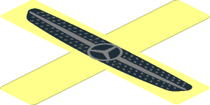 Sticker  0.8 x  4.1 with Front Grille with Horizontal Line and Dots on Transparent Background
