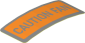 Sticker  0.8 x  1.9 with Rounded Corners and Orange and Metallic Silver "CAUTION FAN" (Formed)