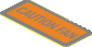 Sticker  0.8 x  1.9 with Rounded Corners and Orange and Metallic Silver "CAUTION FAN"