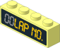 Brick  1 x  4 with Yellow "Lap  No." on Black Background Sticker