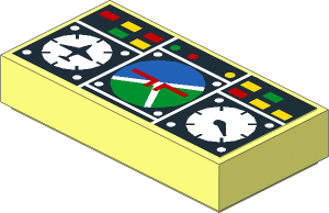 Tile  1 x  2 with Avionics Blue and Green Sticker