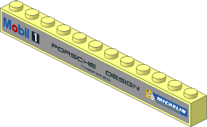 Brick  1 x  12 with Mobil 1, Porsche, Michelin Logos on Grey Background Sticker