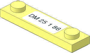 Plate  1 x  4 with Two Studs and Groove with White Number Plate "DM25186" on White Background Sticker