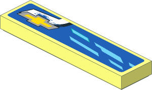 Tile  1 x  4 with Chevrolet Logo, Light Blue Quads and White "5" on Blue Background Right Sticker