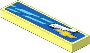 Tile  1 x  4 with Chevrolet Logo, Light Blue Quads and White "5" on Blue Background Right Sticker