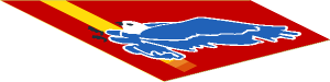 Sticker  2.9 x  4.8 Trapezoid with Blue Eagle and Yellow Stripe Left