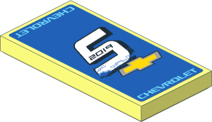 Tile  2 x  4 with Chevrolet Logos and White "5" on Blue Background Sticker