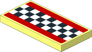 Tile  2 x  4 with Chequered Stripe on Red Background Sticker
