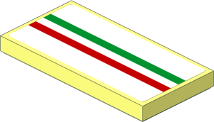Tile  2 x  4 with Tricolor Stripe on White Background Sticker