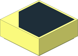 Tile  1 x  1 with Black Surface with Cut Corner Pattern