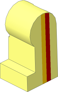 Minifig Leg Left with Yellow and Red Vertical Stripes on Side Pattern
