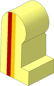 Minifig Leg Right with Yellow and Red Vertical Stripes on Side Pattern