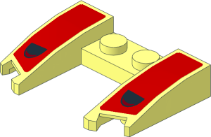 Wedge  3 x  4 x  0.667 with Black Air Vent on Red Background Left and Right (Formed) Stickers