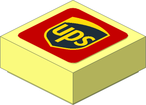 Tile  1 x  1 with UPS Logo on Red Background Sticker