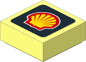 Tile  1 x  1 with Shell Logo on Black Background Sticker