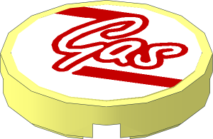 Tile  2 x  2 Round with Red "Gas" on White Background Sticker