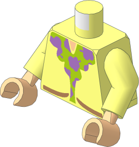 Minifig Torso with Arms and Hands with Jacket with Lime and Medium Lavender Fluffy Trim Pattern