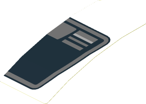Sticker  1.8 x  4.0 with Black Trapezoid on White Background Right (Formed)