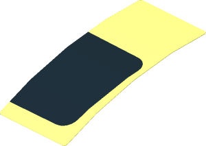Sticker  4.0 x  1.8 with Black Rounded Square Right Half (Formed)