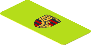 Sticker  0.8 x  1.8 with Porsche Badge on Lime Background