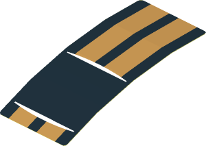 Sticker  1.8 x  4.0 with Black Square and Gold Stripes on Black Background (Formed)