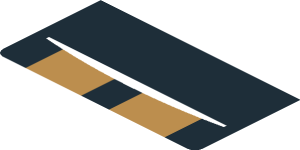 ~Sticker  1.8 x  4.0 with Black Square and Gold Stripes on Black Background - Fourth Face