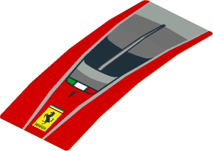 Sticker  4.0 x  1.8 with Ferrari Rectangular Badge and Black Air Vent on Red Background (Formed) (Needs Work)