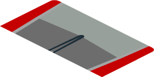 ~Sticker  4.0 x  1.8 with Ferrari Rectangular Badge and Black Air Vent on Red Background - First Face
