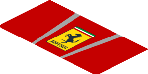 ~Sticker  4.0 x  1.8 with Ferrari Rectangular Badge and Black Air Vent on Red Background - Fourth Face