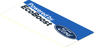Sticker  1.8 x  4.0 with Ford Logos on Blue and White Background Right
