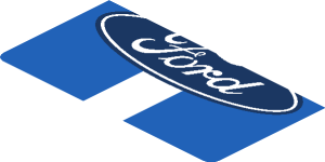~Sticker  4.0 x  1.8 with Ford Logo and  White Number 66 in Green Rectangle on Blue Background - Fourth Face