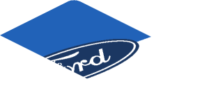 ~Sticker  1.8 x  4.0 with Ford Logos on Blue and White Background Right - First Face