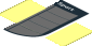 Sticker  1.8 x  4 with Dark Grey Rear Windshield with Black Air Vents and White "Sport" Text on White Face