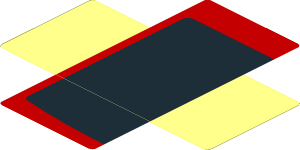 Sticker  4 x  1.8 with Black Trapezoid on Red Background Left