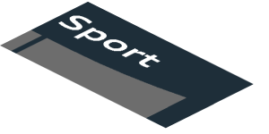 ~Sticker  1.8 x  4 with Dark Grey Rear Wind shield with Black Air Vents and White "Sport" Text on White Face - First Face