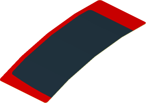 Sticker  4 x  1.8 with Black Trapezoid on Red Background Left (Formed)