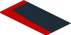 ~Sticker  4 x  1.8 with Black Trapezoid on Red Background Left - Fourth Face