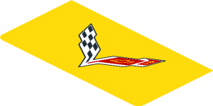 ~Sticker  4.0 x  1.8 with Chevrolet Corvette Z06-C7 Logo on Yellow Background and Dark Grey Air Vents on Black Background - Upper Section 4