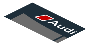 ~Sticker  1.8 x  4 with Dark Grey Rear Windshield with Black Air Vents and White Audi Logo on White Face - First Face