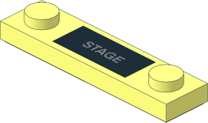Plate  1 x  4 with Two Studs with White "STAGE" Sticker