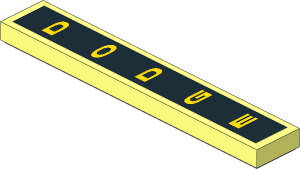 Tile  1 x  6 with Vertical Yellow "DODGE" Sticker