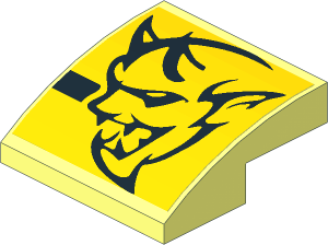 Slope Brick Curved  2 x  2 x  0.667 with Dodge Demon Logo Left Sticker