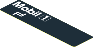 Sticker  0.8 x  3.0 with White Mobil 1 Logo on Black Background Right