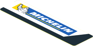 Sticker  0.8 x  3.0 with Michelin Logo in White Trapezoid on Black Background Right
