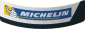 Sticker  0.8 x  3.0 with Michelin Logo in White Trapezoid on Black Background Right (Formed)