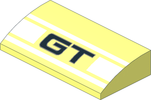 Slope Brick Curved  2 x  4 with White Racing Lines and "GT" Pattern